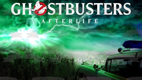 Ghostbusters; Afterlife Ecto-1 In a Lightning Storm Edible Cake Topper Image ABPID54658 Online now