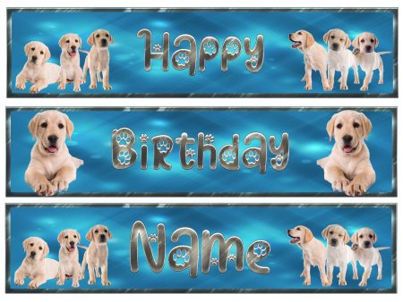 Yellow Labrador Retriever Puppies Happy Birthday  Your Personalized Name  Edible Cake Topper Image Strips ABPID54648 Online Sale