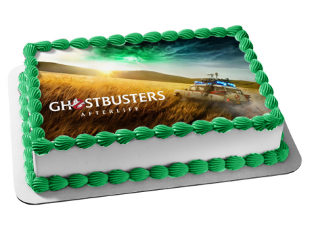 Ghostbusters: Afterlife Ecto-1  Car In a Field Edible Cake Topper Image ABPID54653 For Sale