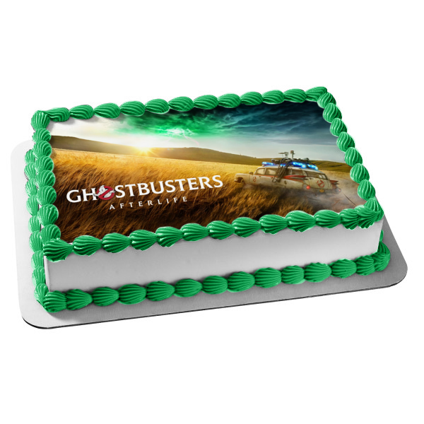 Ghostbusters: Afterlife Ecto-1  Car In a Field Edible Cake Topper Image ABPID54653 For Sale