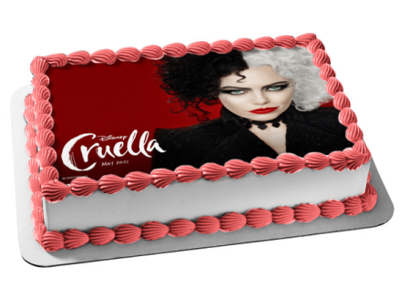 Cruella Red Background Edible Cake Topper Image ABPID54672 Cheap