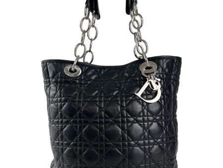 Christian Dior Black Lambskin Leather Chain Tote on Sale