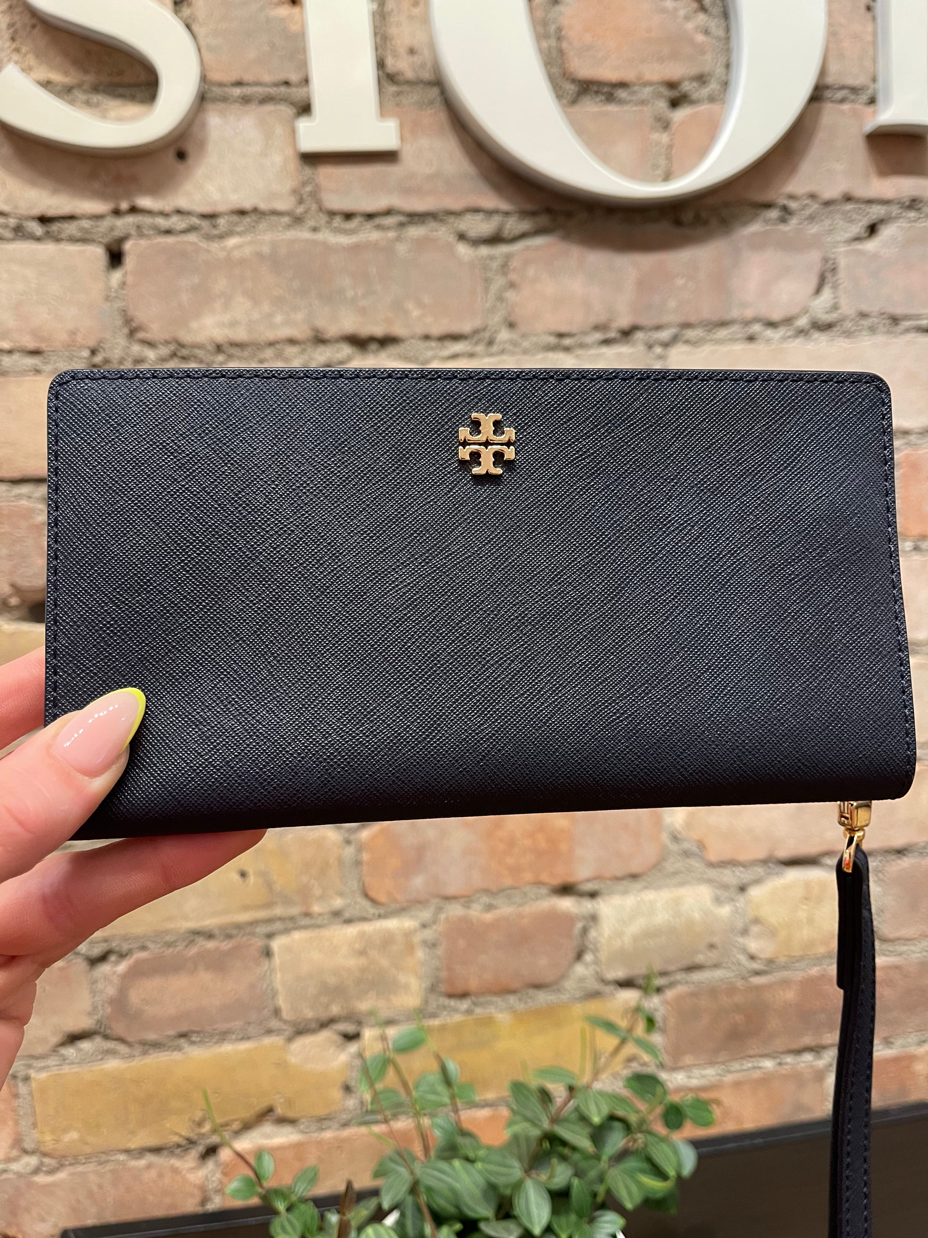 Tory Burch Black Leather Wallet For Sale