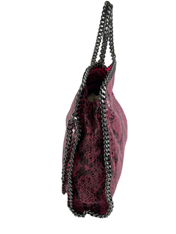 Stella McCartney Pink Faux Leather Snake Print Falabella Tote on Sale