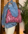 Stella McCartney Pink Faux Leather Snake Print Falabella Tote on Sale