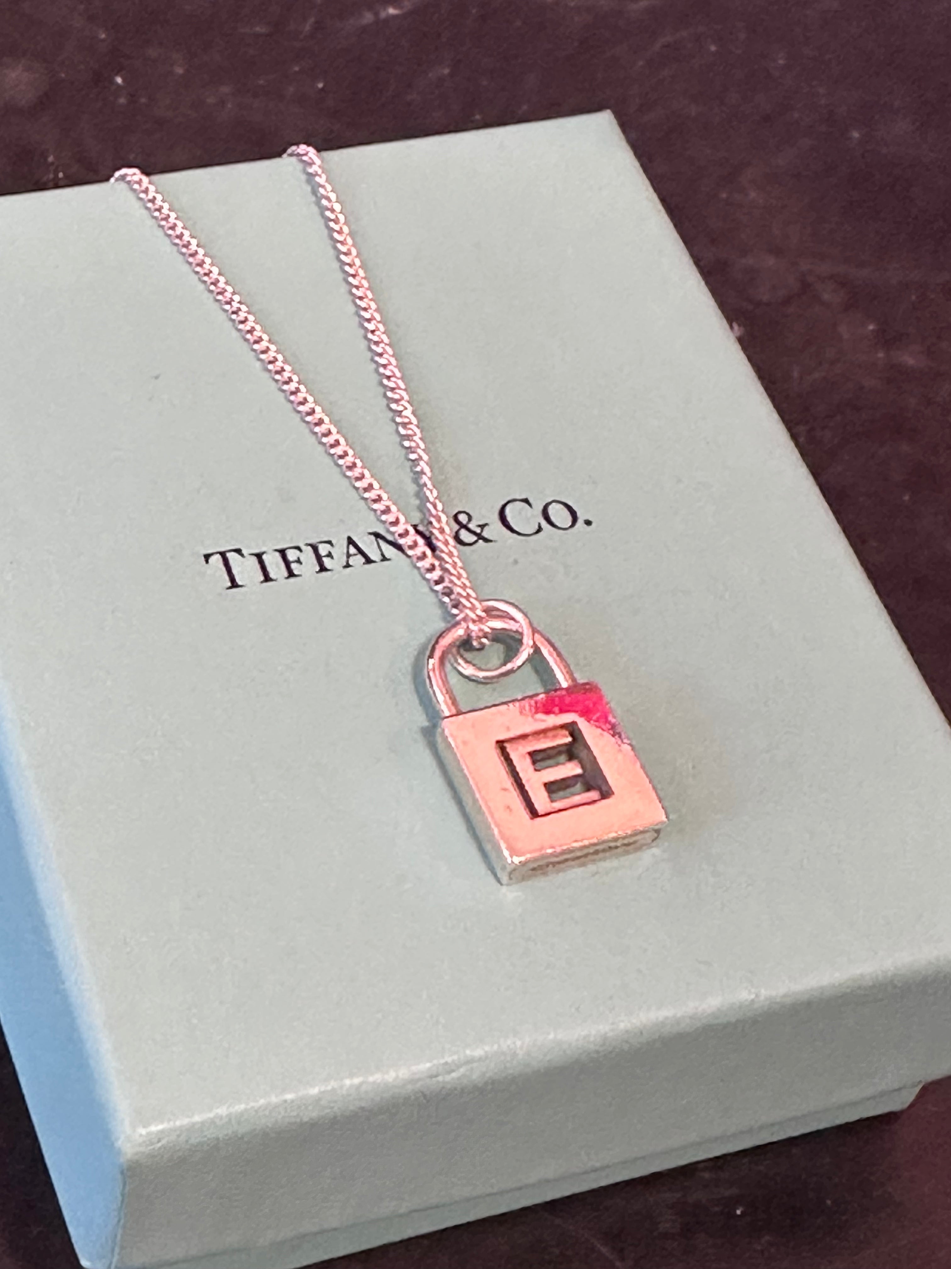 Tiffany & Co. Sterling Silver Letter Charm Pendant Necklace (Chain not original Tiffany) Sale