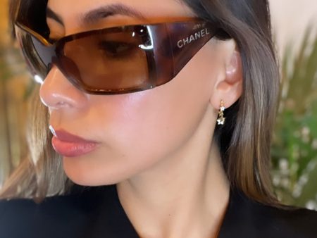 Chanel Tortoise Shell Wrap Around Sunglasses Supply