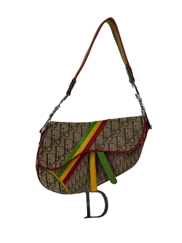 Christian Dior Vintage Monogram Canvas Rasta Saddle Bag Online Hot Sale