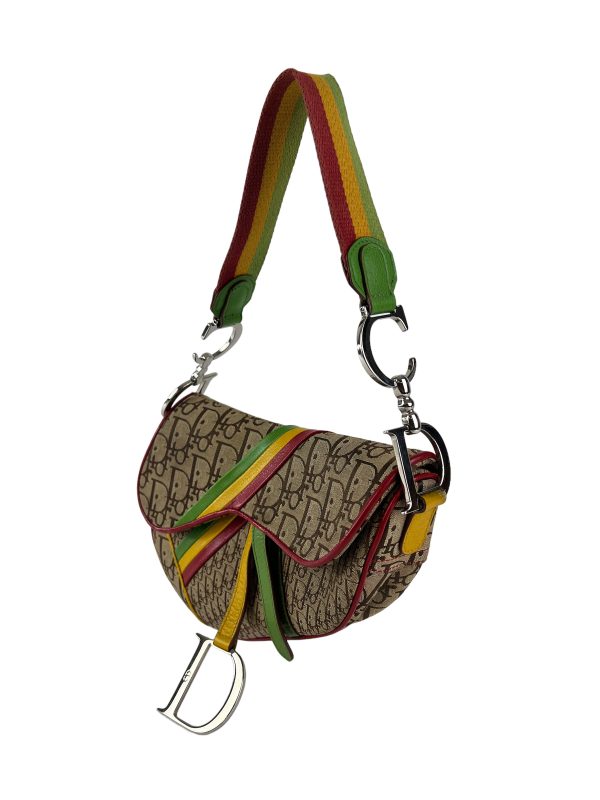 Christian Dior Vintage Monogram Canvas Rasta Saddle Bag Online Hot Sale