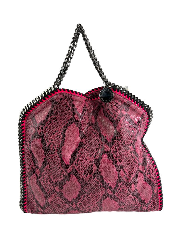 Stella McCartney Pink Faux Leather Snake Print Falabella Tote on Sale