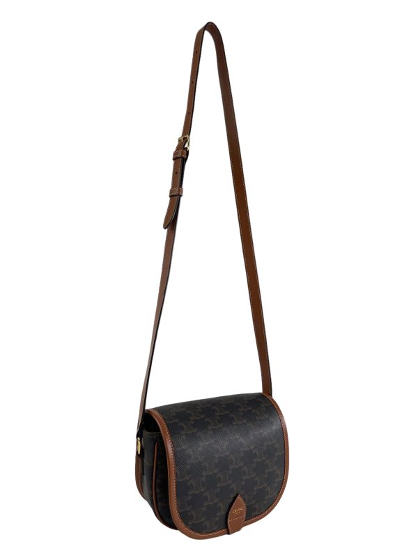 Celine Monogram Medium Leather & Canvas Folco Crossbody For Sale