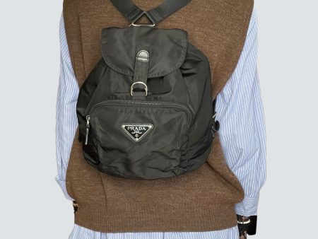 Prada Vintage Black Nylon Backpack Online Sale