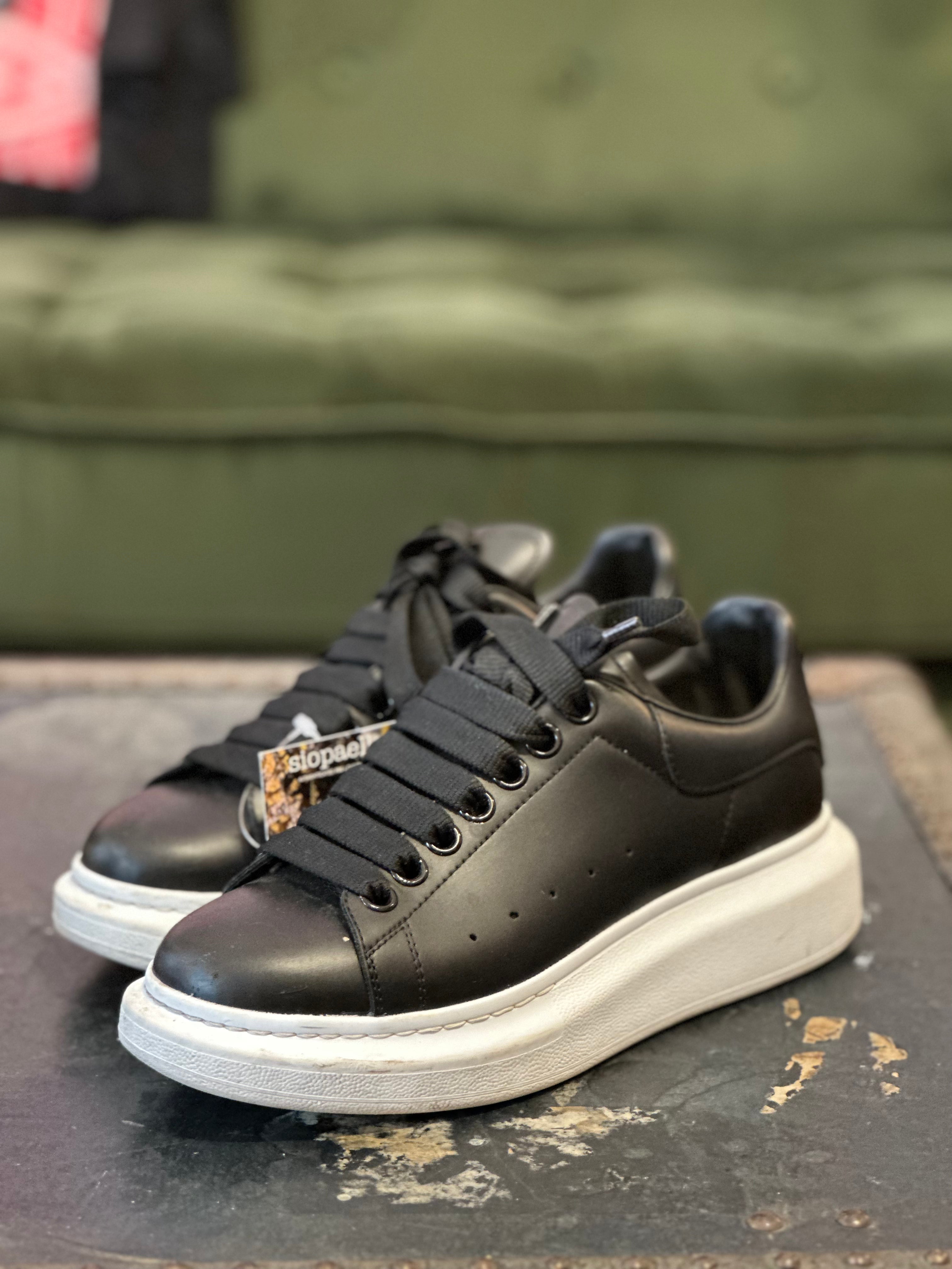 Alexander McQueen Black Leather Sneakers - UK 4 Fashion