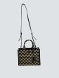 Prada Black and Tan Symbole Jacquard Fabric Tote Hot on Sale