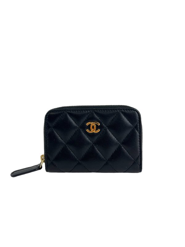 Chanel Black Lambskin Leather Zip Around Wallet Online Hot Sale