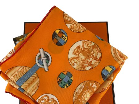 Hermès Orange Printed  Pois de Soie  Silk Scarf Fashion