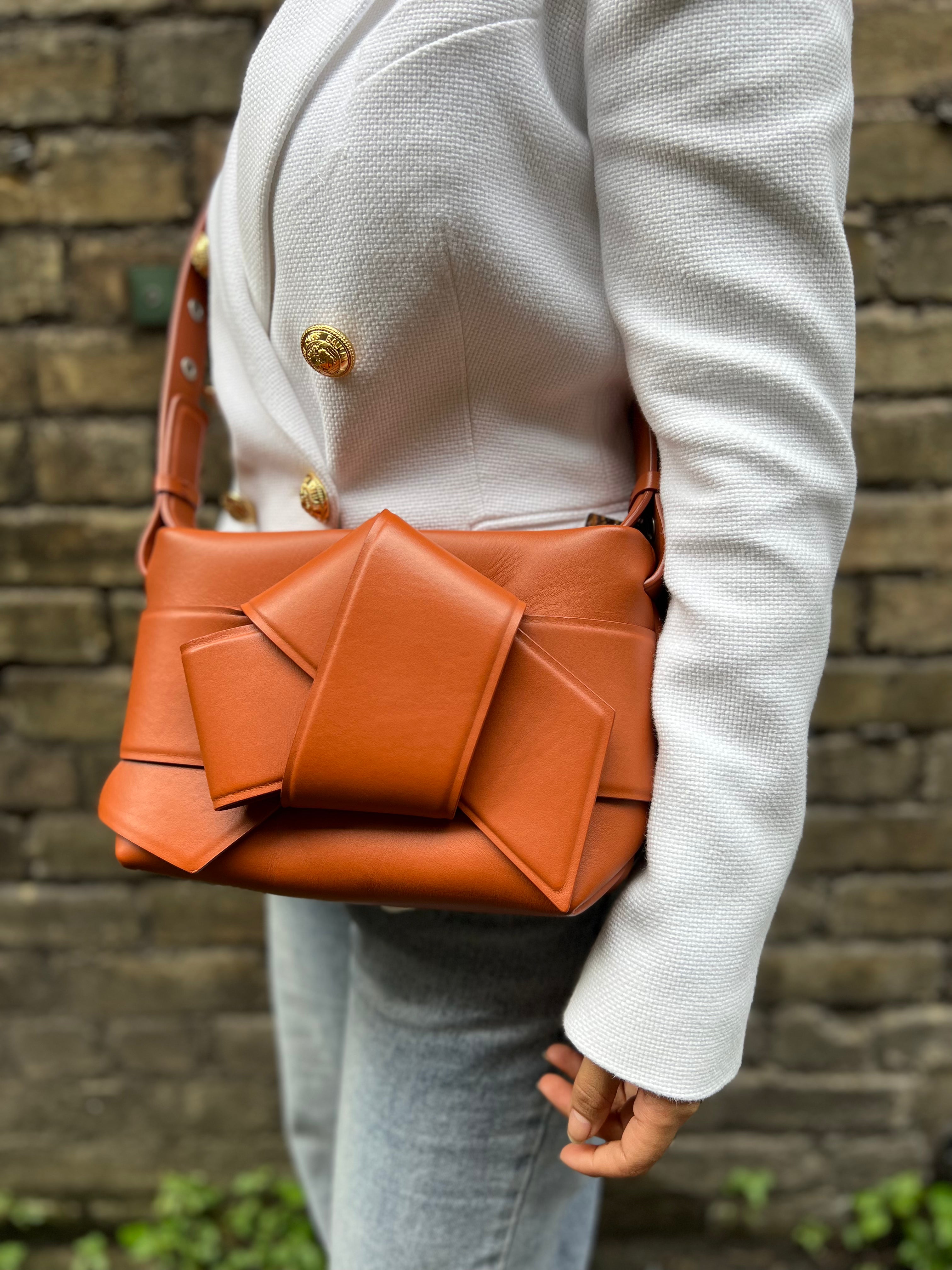 Acne Brown Knotted Leather Musubi Crossbody on Sale