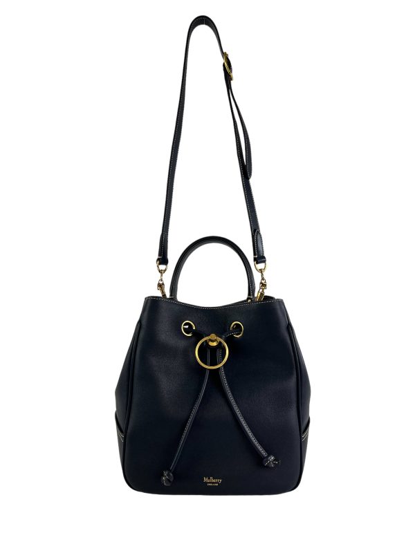 Mulberry Navy Leather Hampstead Bucket Bag on Sale