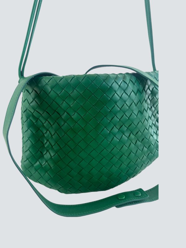 Bottega Green Intrecciato Leather Crossbody Supply