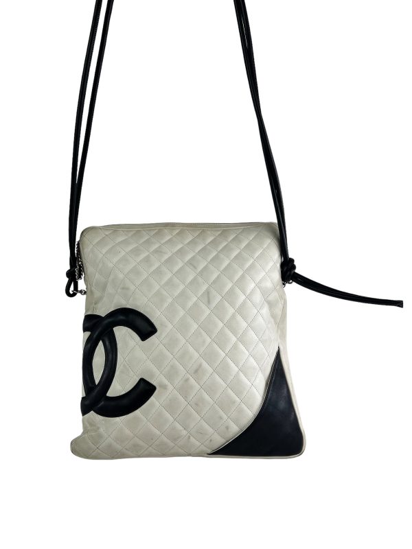 Chanel Large White Leather Cambon Crossbody Satchel Online Hot Sale