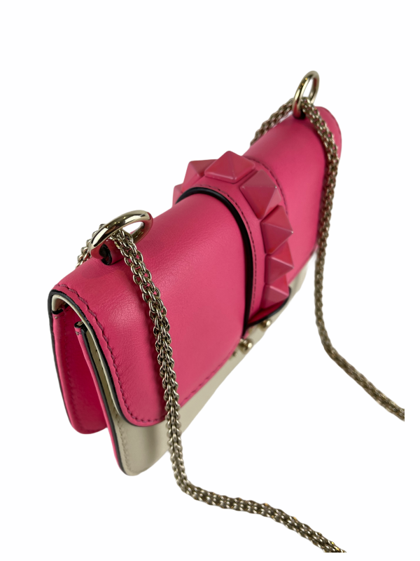 Valentino Hot Pink & Cream Leather Mini Rockstud Crossbody - As seen on Instagram Supply