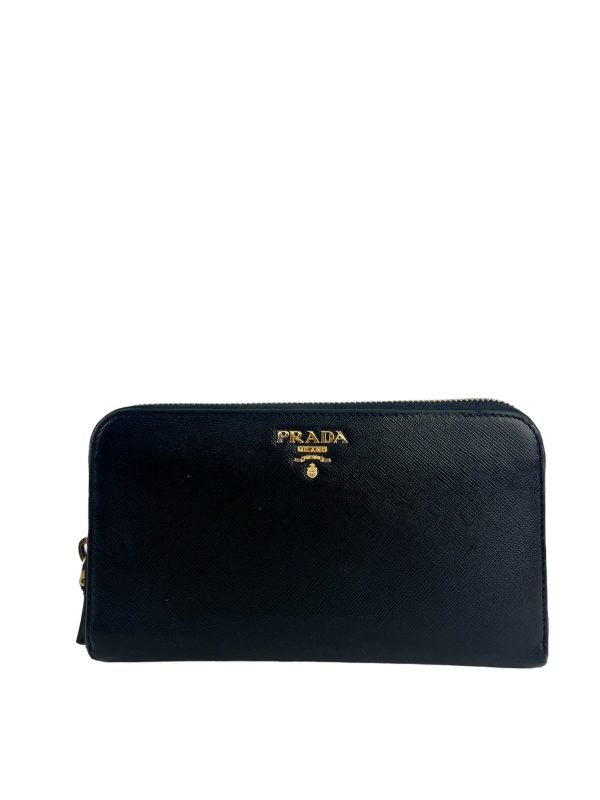 Prada Black Leather Wallet Online now