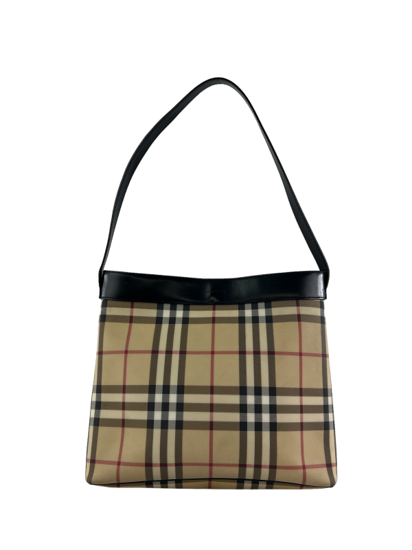 Burberry Checked Canvas Vintage Shoulder Bag For Discount