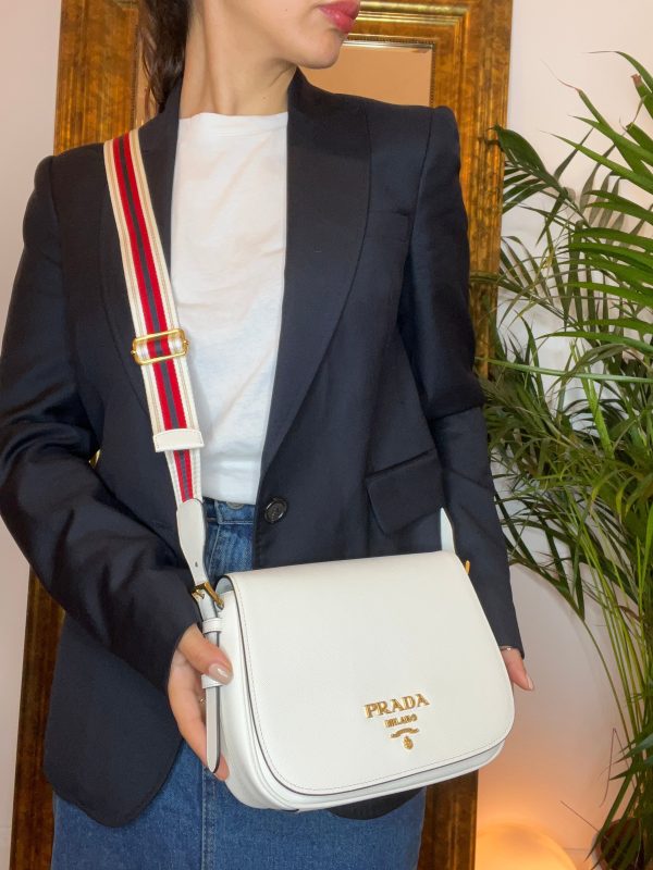 Prada White Leather Crossbody For Sale