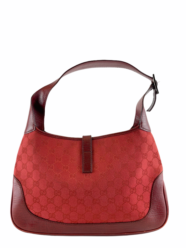 Gucci Red Leather & Canvas  Jackie  Shoulder Bag - As seen on Instagram For Sale