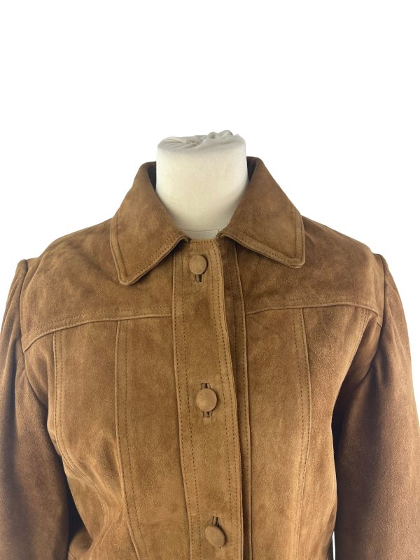 Stefanel Tan Suede Jacket - Size X-Large on Sale