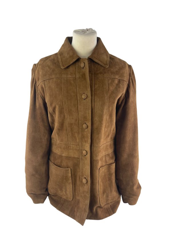 Stefanel Tan Suede Jacket - Size X-Large on Sale