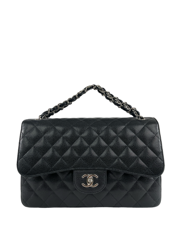 Chanel Black Caviar Leather  Jumbo Double Flap  Bag Online Hot Sale