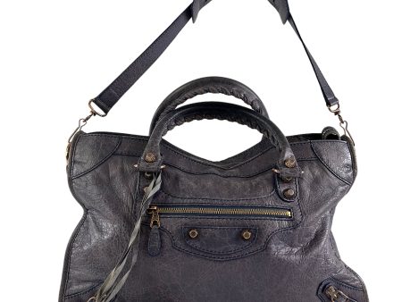 Balenciaga Lilac Distress Effect Leather City Tote Hot on Sale