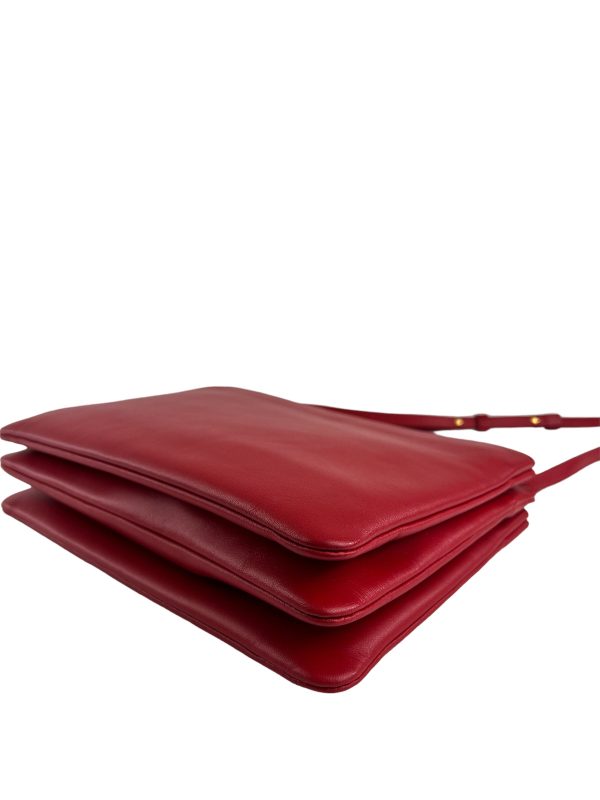 Celine Red Leather Trio Crossbody Online Hot Sale