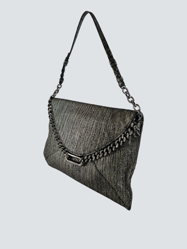 Jimmy Choo Metallic Metallic Silver Shoulder Bag on Sale