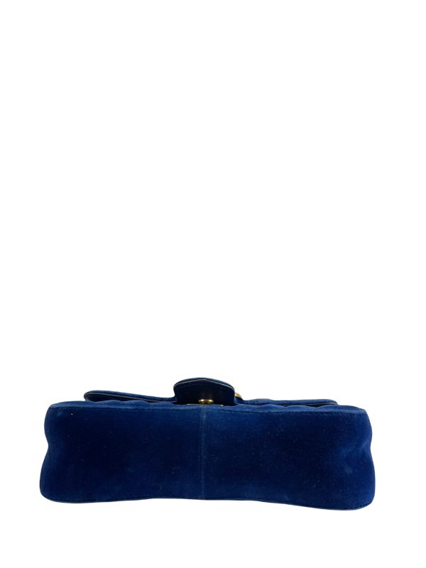 Gucci Medium Blue Velvet Marmont Crossbody Online Hot Sale