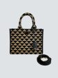 Prada Black and Tan Symbole Jacquard Fabric Tote Hot on Sale