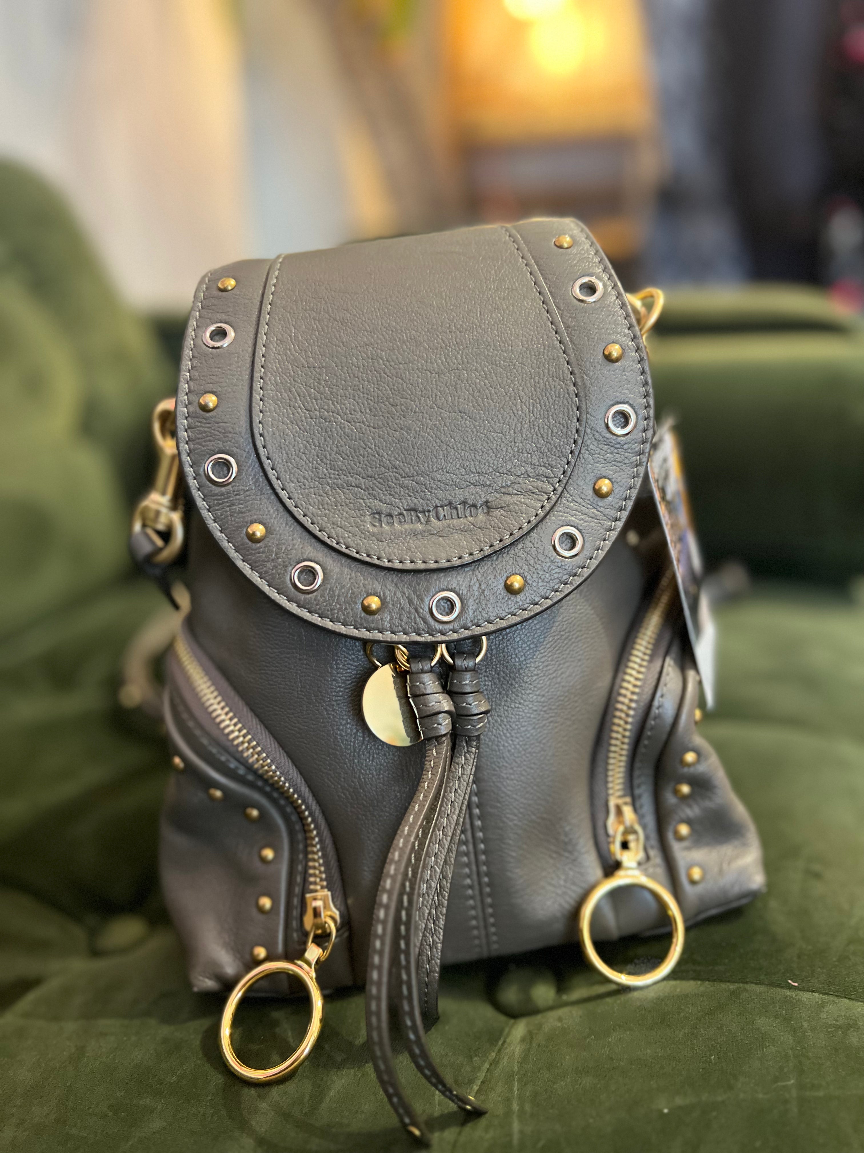 See By Chloe Charcoal Leather Backpack on Sale