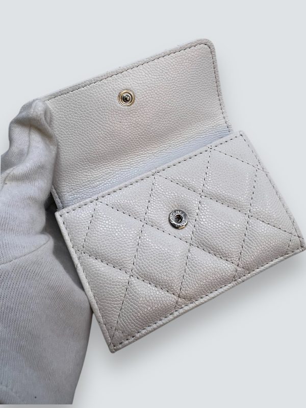 Chanel White Caviar Leather  Cambon  Wallet Online now