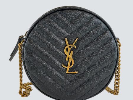 Saint Laurent Black Chevron Leather Camera Crossbody For Discount