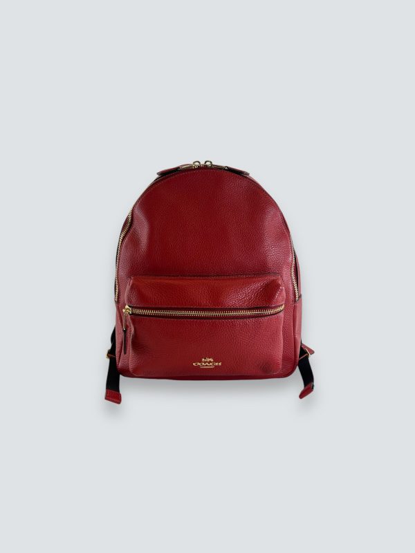 Coach Red Leather Backpack Online now