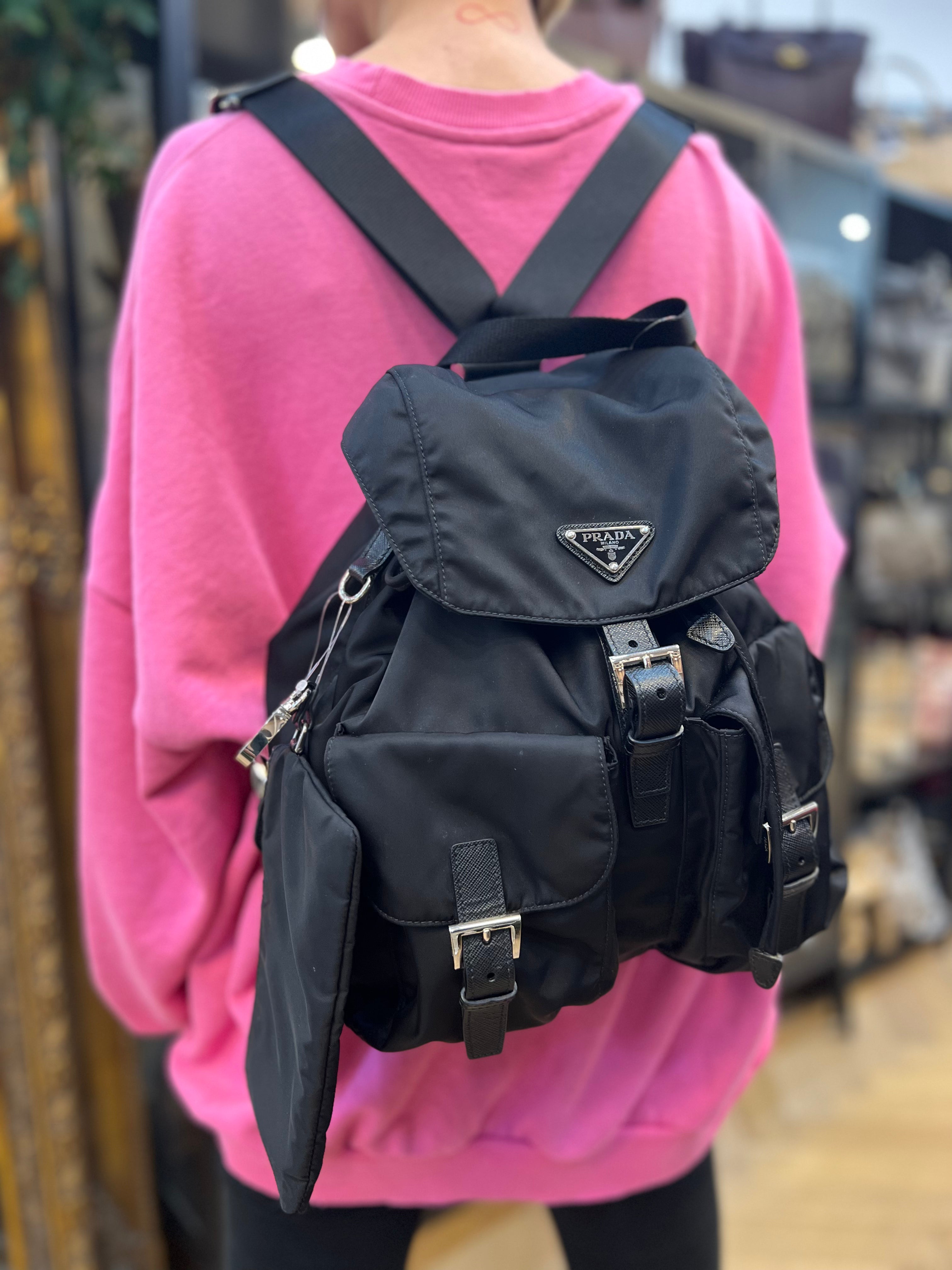 Prada Black Nylon Medium Backpack Online