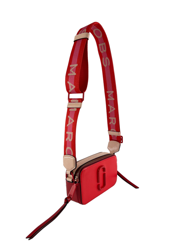 Marc Jacobs Coral Red & Pink Leather Snapshot Crossbody Hot on Sale