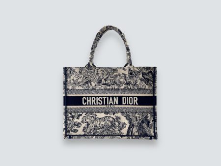 Christian Dior Navy Monochrome Canvas Medium Book Tote Sale