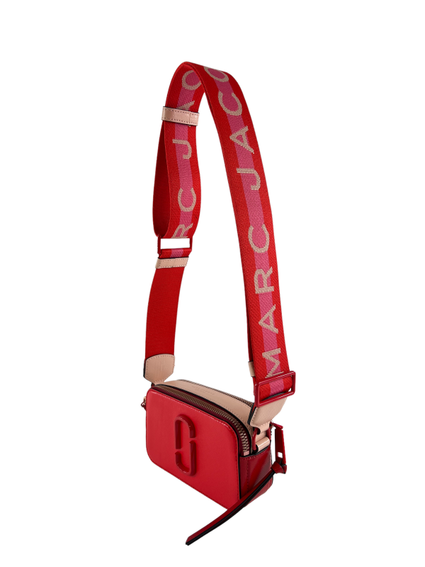 Marc Jacobs Coral Red & Pink Leather Snapshot Crossbody Hot on Sale