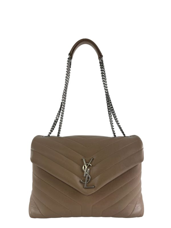 Saint Laurent Nude Leather LouLou Medium Shoulder Bag Fashion