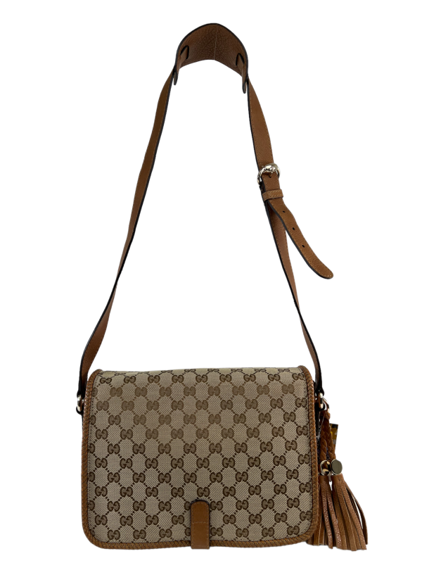 Gucci Monogram Canvas & Tanned Leather Marrakech Satchel Fashion