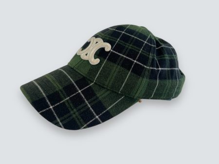 Celine Green Checkered Cap - Size Medium Cheap