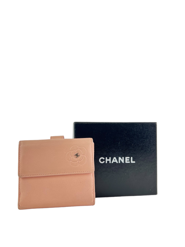 Chanel Pink Camelia Leather Wallet Sale