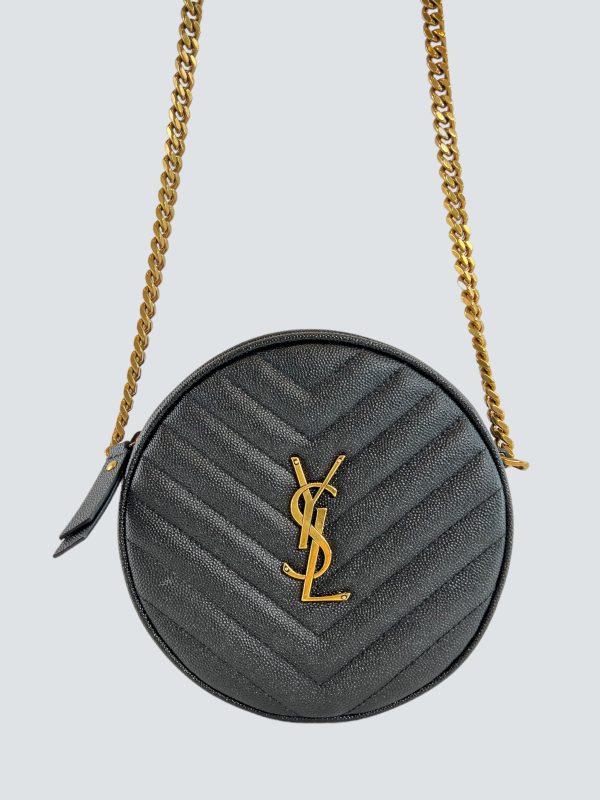 Saint Laurent Black Chevron Leather Camera Crossbody For Discount